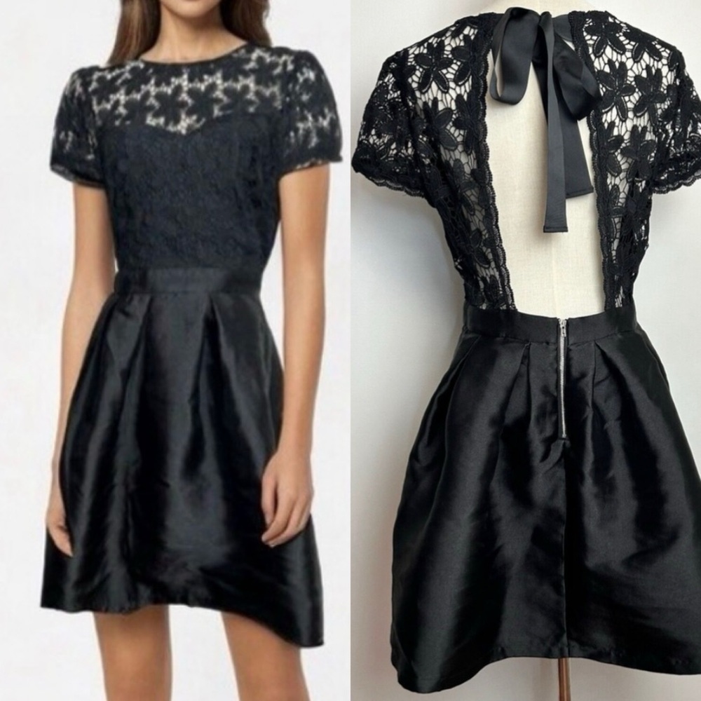 Just Me Sz.LG Fit & Flare Dress Lacy Open Back HOCO Glamcore Luxe Dark Fairycore